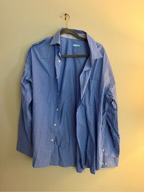 J. McLaughlin Blue Gingham Dress Shirt